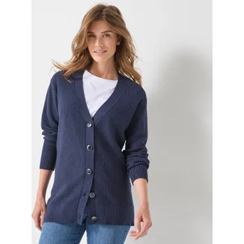 Dámská móda Dlouhý svetr na knoflíky inkoustová 34/36