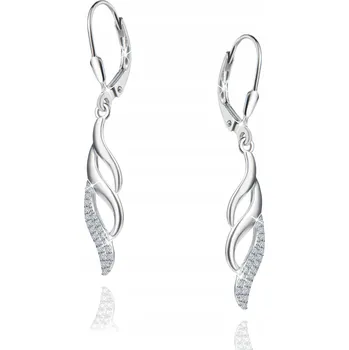 Náušnice Stříbrné náušnice Mennica Bydgoska 925 s zirkony 4,20 cm