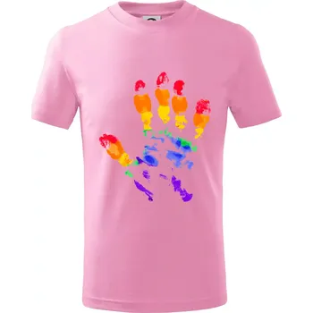 Chlapecké tričko LGBT hand print - Tričko dětské bavlněné - 134 cm/8 let ( Růžová )