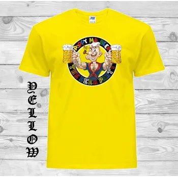 Pánské tričko levne-bavlnene-tricko-potisk-Pepek-namornik-pivo Barva: Yellow - žlutá, velikost: XXL