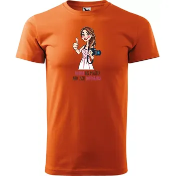 Pánské tričko Sablio Tričko s potiskem Ano, jsem fotografka - oranžové 5XL