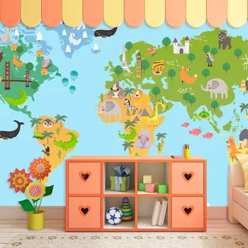 Tapeta Sablio Tapeta Zvířecí mapa světa - 125x75 cm