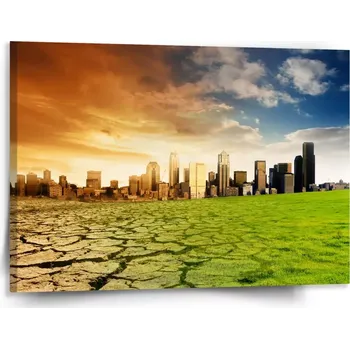 Obraz Sablio Obraz Vyprahlá zem před mrakodrapy - 150x110 cm