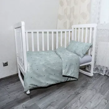 Povlečení Sablio Mikroplyšové dětské povlečení do postýlky Modré a bílé lístky - 120x90 / 40x60