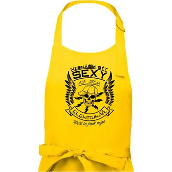 Kuchyňská zástěra Nesnáším být sexy - elektrikář - Dámská zástěra na vaření - Univerzální velikost ( Žlutá )