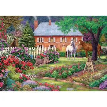 Puzzle ART Zahrada s koňmi 1500 dílků