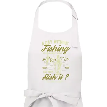 Kuchyňská zástěra A Day Without Fishing - Pánská zástěra na vaření - Univerzální velikost ( Bílá )