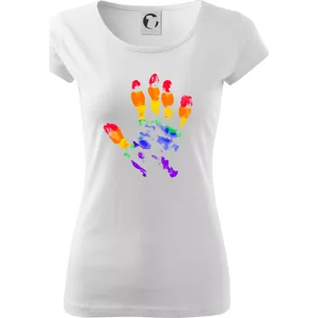 Dámské tričko LGBT hand print - Dámské triko Pure - S ( Bílá )