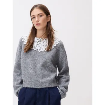Dámský svetr Reserved - Svetr s ozdobným límcem - středně šedá - 759IM-85M - 759IM-85M-XL