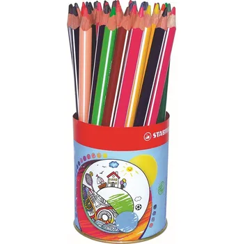 Pastelka Tříhranné barvičky STABILO Trio silná 38 ks plechová dóza - 12 různých barev 598254