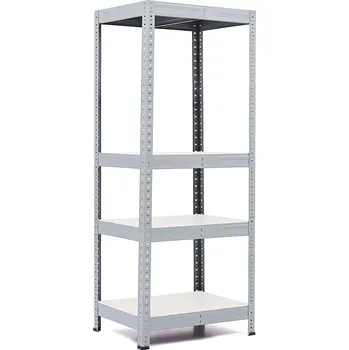 regál Policový regál Trestles RH 1200x600x450, nosnost 1400 kg, 4 police bílé Barva: šedá