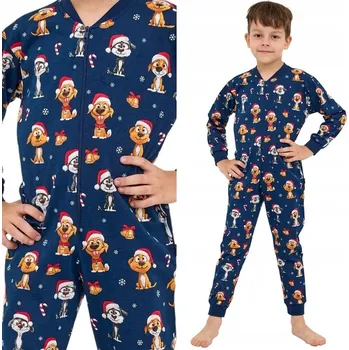 Chlapecké pyžamo Chlapecký vánoční overal Cornette 186/180 Pes 2 vel. 134/140 pejsci