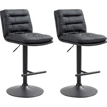 Barová židle LRCZ Sada 2 barových židlí Damar v imitaci kůže Barva: šedá, Barva rámu: černá