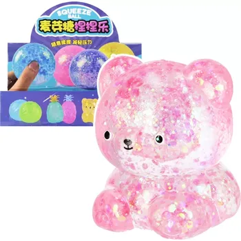 plyšák Stlačovací třpytivý medvídek 7 cm