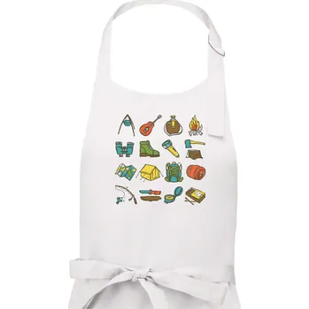 Kuchyňská zástěra Camping set - Dámská zástěra na vaření - Univerzální velikost ( Bílá )