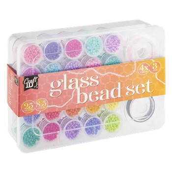 Výtvarná sada Velká sada skleněných korálků 25 barev