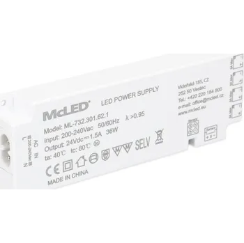 McLED ML-732.301.62.1 Ultra tenký, Smart LED napájecí zdroj, 36W/24 V/1,5 A s 4 mini konektory 91505-FP