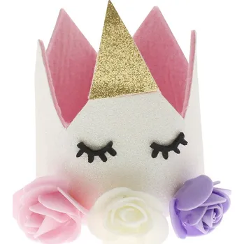 Svatební dekorace Párty korunka filcová unicorn růžová 596606