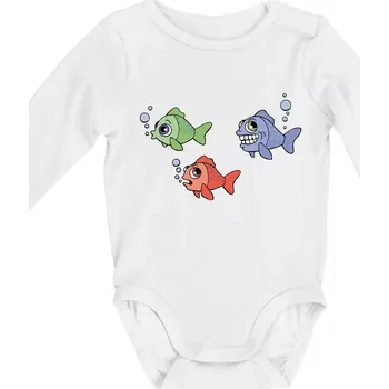 Prdící ryba (Hana-creative) - Body kojenecké s dlouhým rukávem - Dlouhý r. do 3 měs ( Bílá )