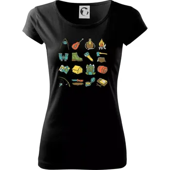 Dámské tričko Camping set - Dámské triko Pure - S ( Černá )