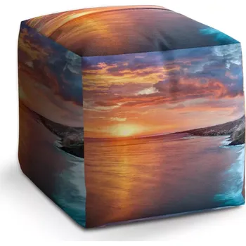 Taburet Sablio Taburet Cube Západ slunce nad mořem: 40x40x40 cm