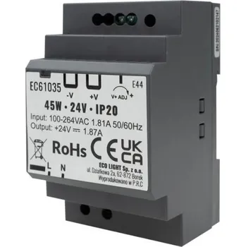 Napájecí zdroj pro osvětlení Eco Light Napájecí zdroj na lištu DIN PREMIUM 24V 45W