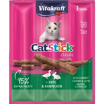 Pamlsek pro kočku Vitakraft Cat Stick mini tyčinky králík-kachna 18g