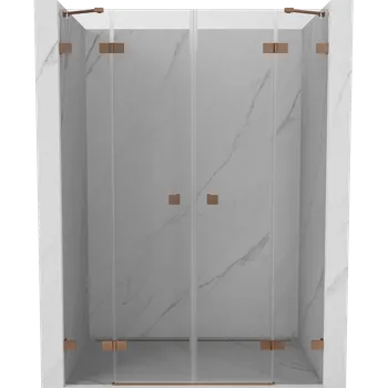 Sprchové dveře Mexen Lunar Duo sprchové dveře otočné 160 cm, průhledné, kartáčovaná měď - 834D-160-000-65-00 Sprchové dveře