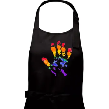 Kuchyňská zástěra LGBT hand print - Pánská zástěra na vaření - Univerzální velikost ( Černá )