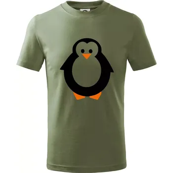 Tučňák obrys - Tričko dětské bavlněné - 104-110cm / 3-4 roky ( Khaki )