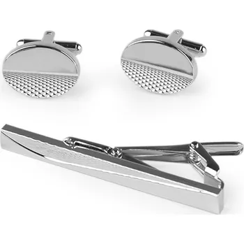 Spona na kravatu Manžetové knoflíky a kravatová spona v dárkové krabičce, střední, 2 platina