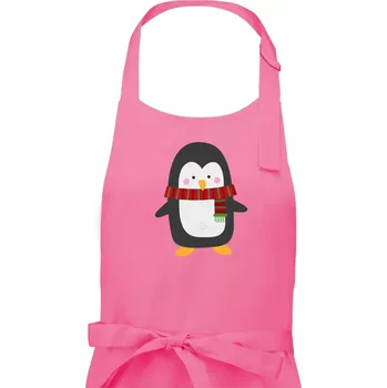 Kuchyňská zástěra Tučňák se šálou - Pánská zástěra na vaření - Univerzální velikost ( Růžová )