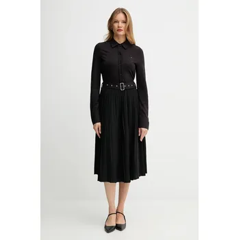 Dámské šaty Šaty Tommy Hilfiger černá barva, midi, WW0WW48398 99X, vel. M