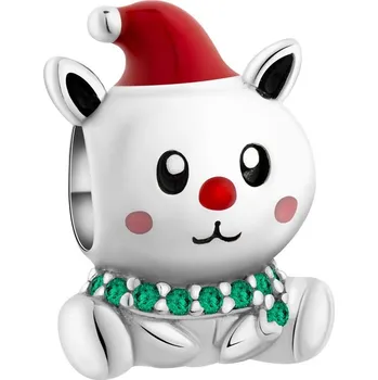 Přívěsek Stříbrný přívěsek Beads se zirkony a smaltem pro děti - kočka - AP539-8714