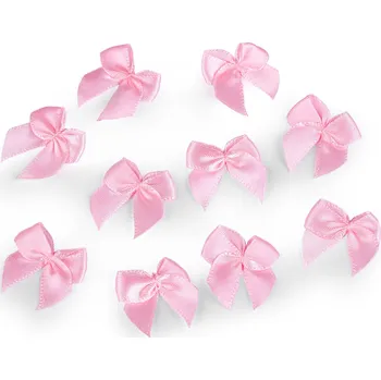 Saténová mašlička 25x25 mm, malé, 3 růžová sv.