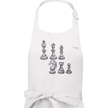 Kuchyňská zástěra Šachové figurky kreslené - Pánská zástěra na vaření - Univerzální velikost ( Bílá )