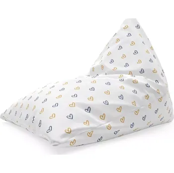 Sedací pytel Sablio Sedací vak Triangl Malované srdce na bílé: 120 x 100 x 100 cm