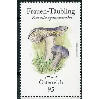 Poštovní známka Österreich post (2024) MiNr. 3810 ** - Rakousko - Houby (V.) Charcoal Burner (Russula cyanoxantha)