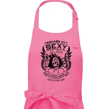 Kuchyňská zástěra Nesnáším být sexy - kytarista - Pánská zástěra na vaření - Univerzální velikost ( Růžová )