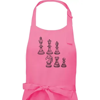 Kuchyňská zástěra Šachové figurky kreslené - Dámská zástěra na vaření - Univerzální velikost ( Růžová )