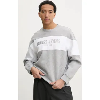 Pánská mikina Mikina Guess Jeans pánská, šedá barva, vzorovaná, M4BQ39 K9V31 M4BQ39.K9V31 09A, vel. L