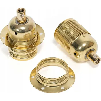 Objímka na žárovku Zlatá kovová objímka žárovky s kroužkem E27, dlouhý závit