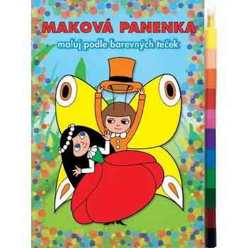 omalovánky AKIM Omalovánka Maková panenka - maluj podle barevných teček + maxi voskovka 598277