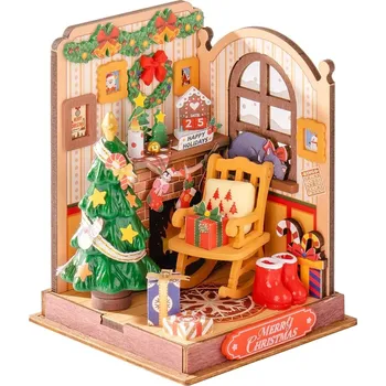 3D puzzle ROBOTIME Rolife DIY House Vánoce u krbu 73 dílků