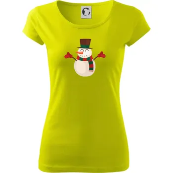 Vánoční sněhulák - Dámské triko Pure - L ( Limetková )