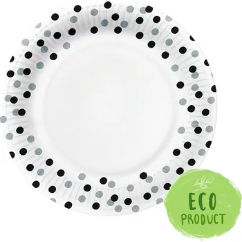 Jednorázové nádobí Paw Papírový talíř PAW Eco 23 cm Confetti - black / silver 598086
