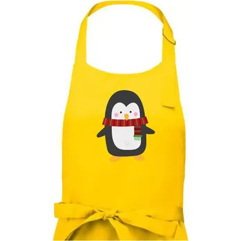 Kuchyňská zástěra Tučňák se šálou - Pánská zástěra na vaření - Univerzální velikost ( Žlutá )