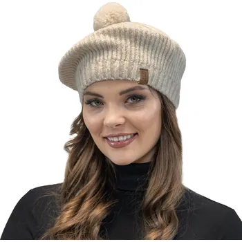 Čepice BARET Dámský Teplý Zimní béžový Vivisence 7074
