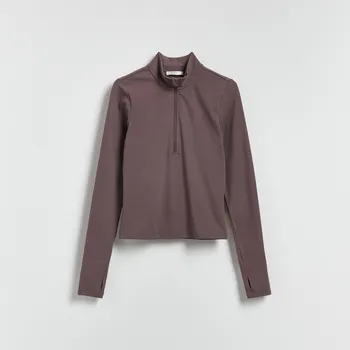 Dámská mikina Reserved - Mikina se stojáčkem - hnědá - 828GA-88X - 828GA-88X-M