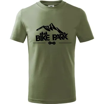 Chlapecké oblečení Bike park hory - Tričko dětské bavlněné - 104-110cm / 3-4 roky ( Khaki )